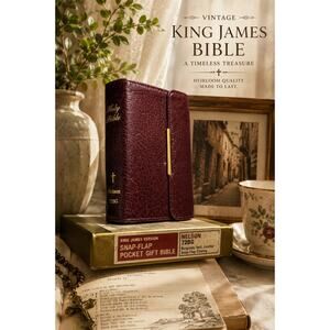 New Vintage 1970 Nelson KJV Snap Flap Pocket Gift Bible Burgundy Leather USA